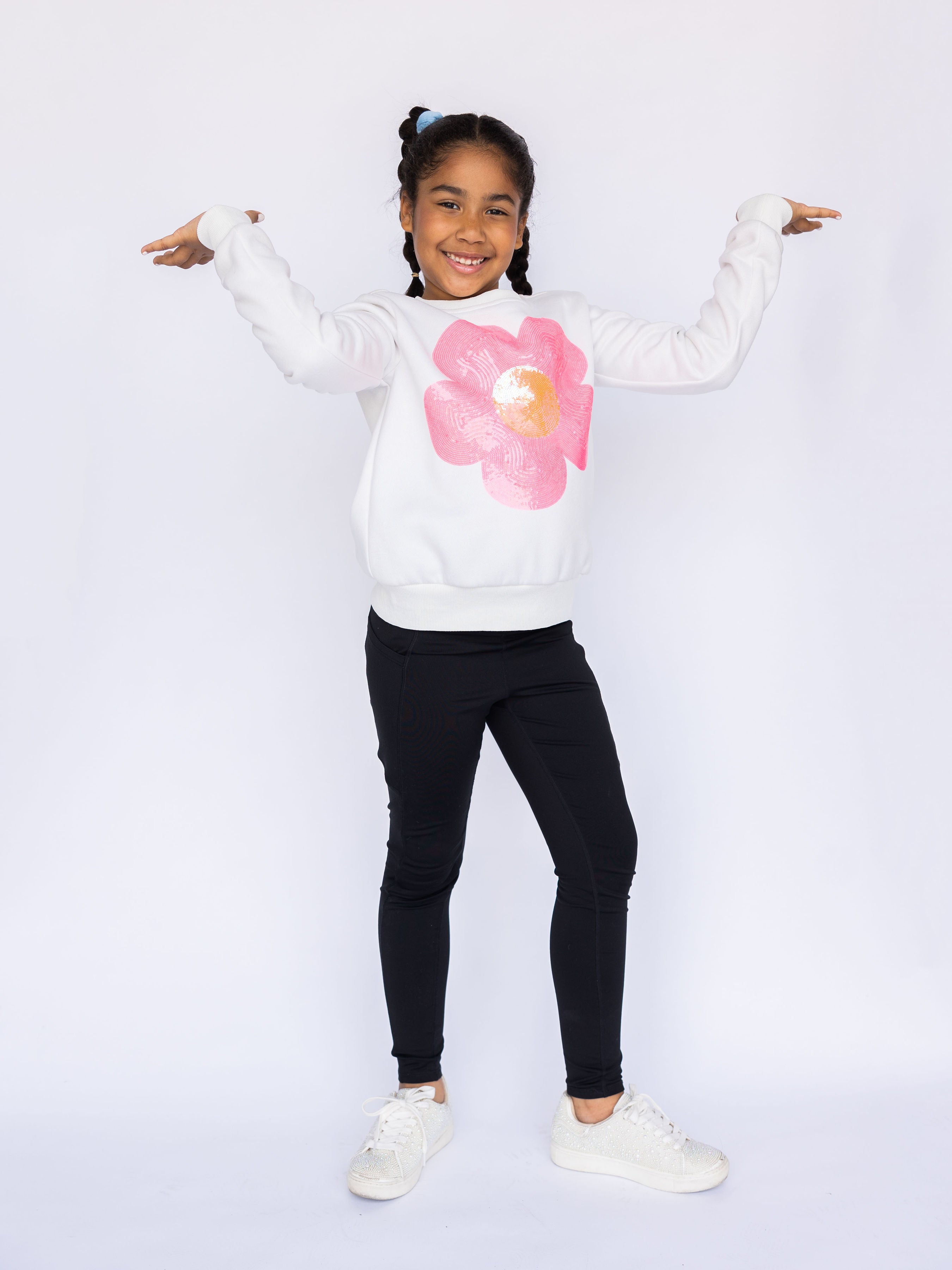 Kids Pink Disco Flower Sweatshirt