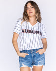 Sparkle Slugger Auburn Pinstripe Jersey Tee