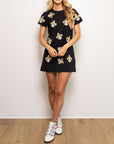 Fleur De Lis Short Sleeve Shift Dress