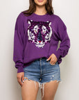 Purple Oversized Tiger Sweater Purple