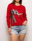 Wrap-Around Crimson Elephant Sweater