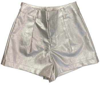 Vegan Leather Shorts | Silver – Sparkle City Co Vegan Leather Shorts | Silver – Sparkle City Co