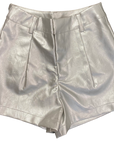 Vegan Leather Shorts | Silver