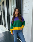 Mardi Gras Color Block Oversized Sweater