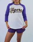 LSU "Tigers" Purple Raglan Tee