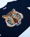 Navy Tiger Waffle Crop Top