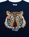 Navy Tiger Waffle Crop Top