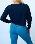Navy Tiger Waffle Crop Top