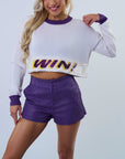 Bedazzled WIN Crop Sweater - Sparkle City Co