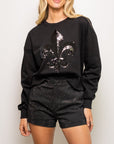 Black on Black Fleur De Lis Sweatshirt - Sparkle City Co