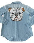 Bulldog Denim Button Down - Sparkle City Co