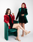 Rhinestone Pin Stripe Velvet Blazer