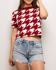 HOUNDSTOOTH KNIT CROP - Sparkle City Co