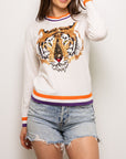 Long Sleeve Thin Knit Clemson Tiger Sweater - Sparkle City Co