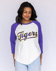 LSU "Tigers" Purple Raglan Tee - Sparkle City Co