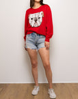 Mega Bulldog Sequin Sweater Red - Sparkle City Co