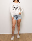 Mega Bulldog Sequin Sweater White - Sparkle City Co