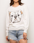 Mega Bulldog Sequin Sweater White - Sparkle City Co