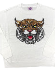 Mega Wildcat Sequin Sweater White - Sparkle City Co