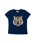 Navy Tiger Head Tee - Sparkle City Co