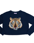 Navy Tiger Waffle Crop Top - Sparkle City Co