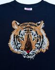 Navy Tiger Waffle Crop Top - Sparkle City Co