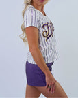 Tigers Pinstripe Baseball Tee - Sparkle City Co
