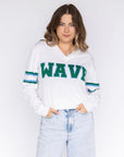 WAVE White Jersey Sweater - Sparkle City Co