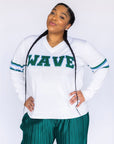 WAVE White Jersey Sweater - Sparkle City Co