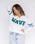 WAVE White Jersey Sweater - Sparkle City Co