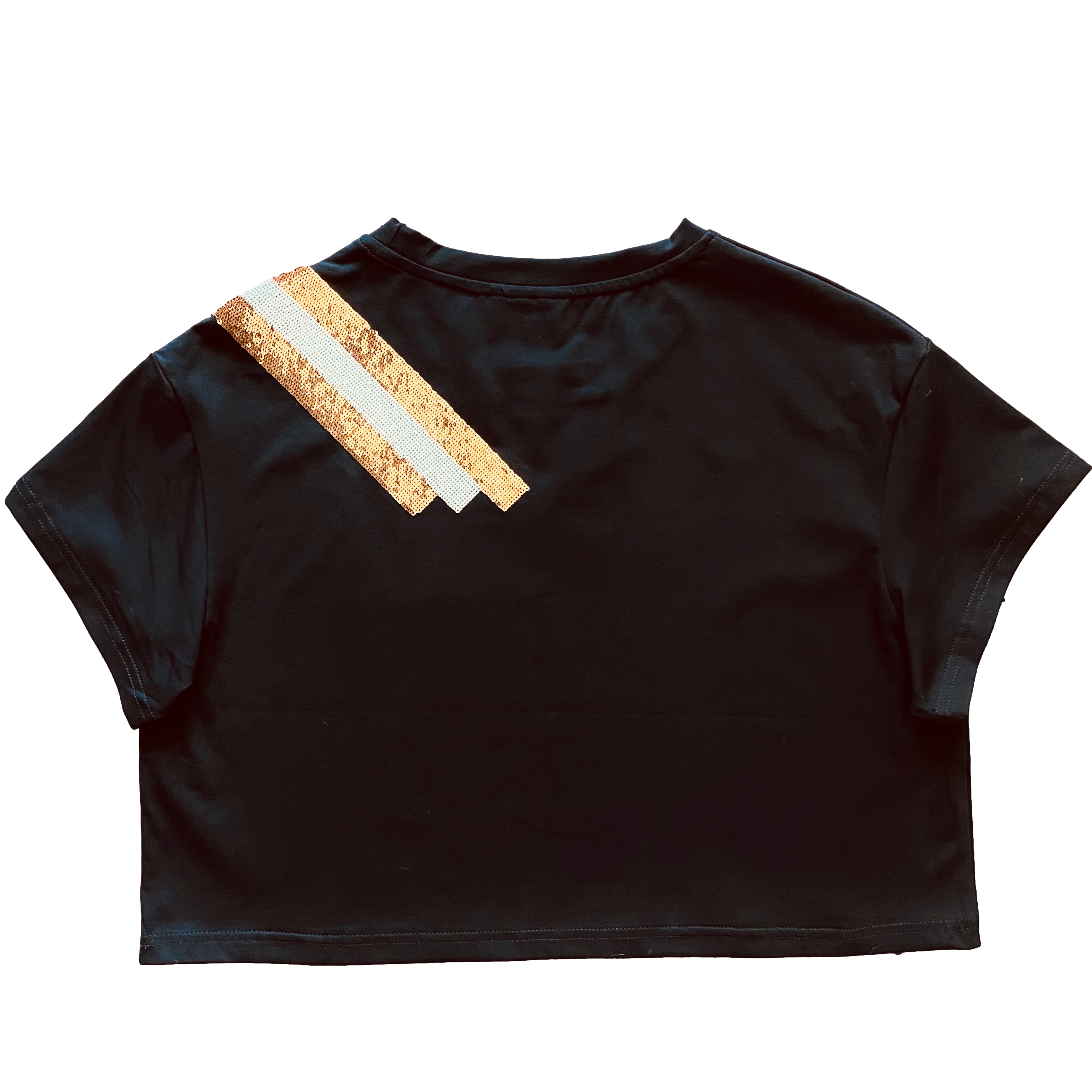 Black and Gold shoulder stripe crop