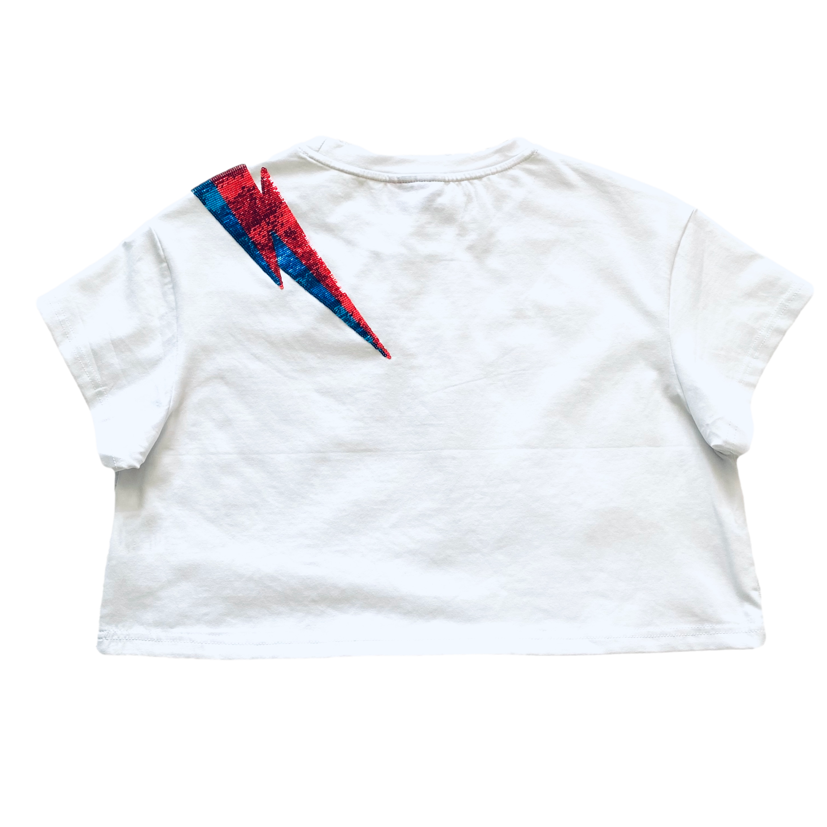 Blue and Red lightening bolt crop