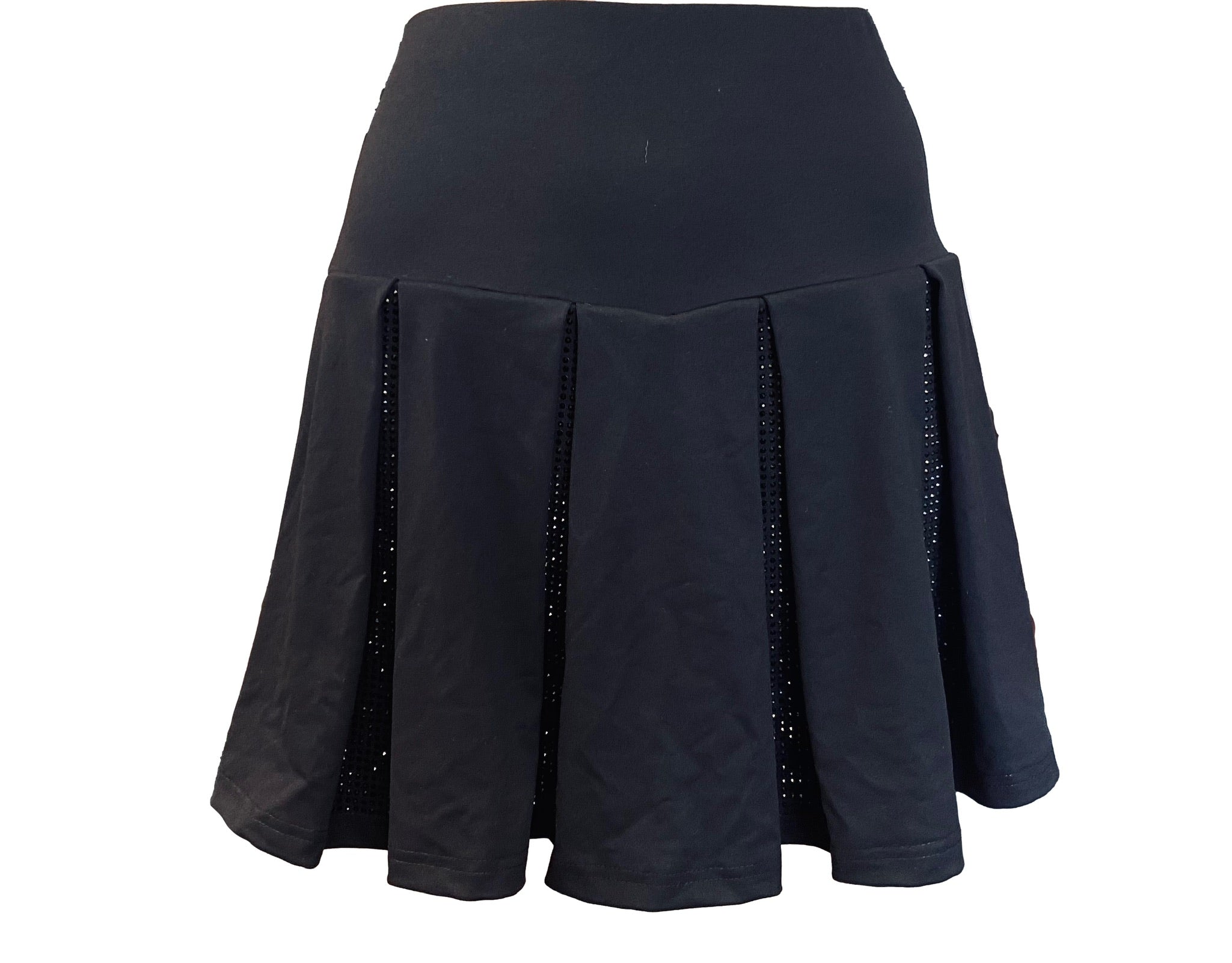 Black With Black Rhinestone Pleated Skort