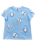Fly Balls Powder Blue Baseball Tee