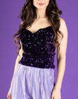 Twinkling Cowl Neck Purple Tank
