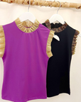 Ready to Ruffle Tank - Black & Gold