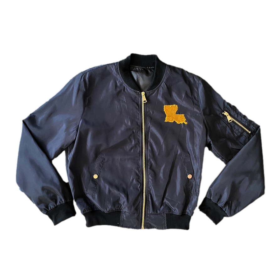 Black Louisiana Bomber Jacket