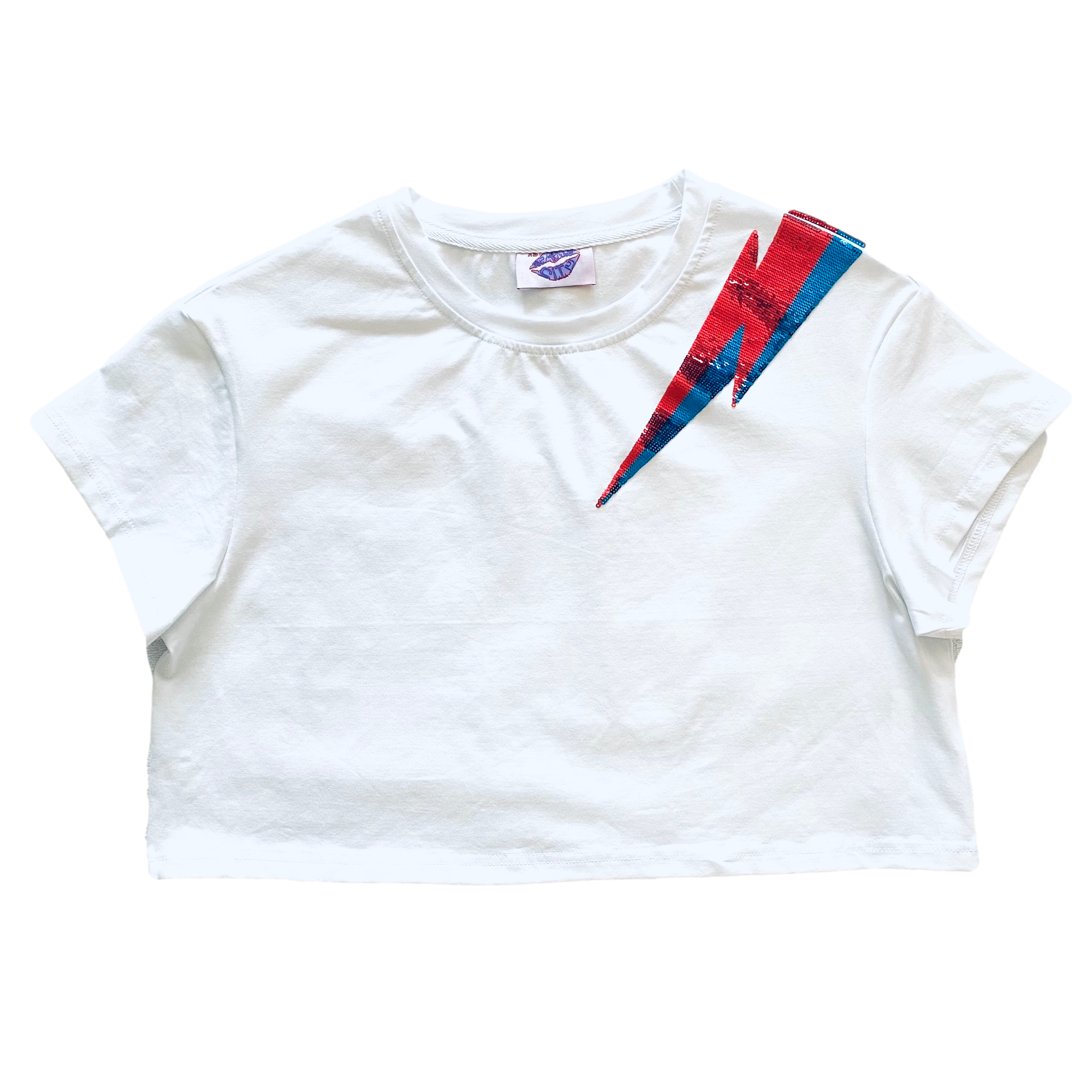 Blue and Red lightening bolt crop