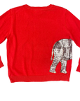 Wrap-Around Crimson Elephant Sweater