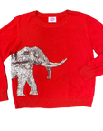 Wrap-Around Crimson Elephant Sweater