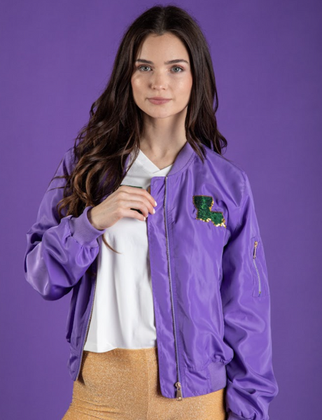 Mardi Gras Sequin Bomber Jacket Small