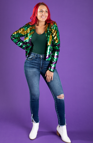 Go See The Mardi Gras Sequin Women Jacket