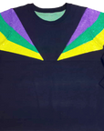 Black Mardi Gras Shoulder Stripes Sweater