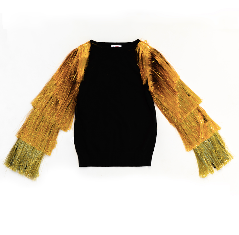 Tassel sleeve sweater clearance
