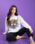 Mega Wildcat Sequin Sweater White