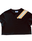 Black and Gold shoulder stripe crop - Sparkle City Co