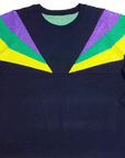 Black Mardi Gras Shoulder Stripes Sweater - Sparkle City Co