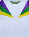 White Mardi Gras Shoulder Stripes Sweater