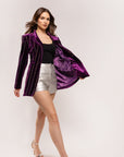 Rhinestone Pin Stripe Velvet Blazer