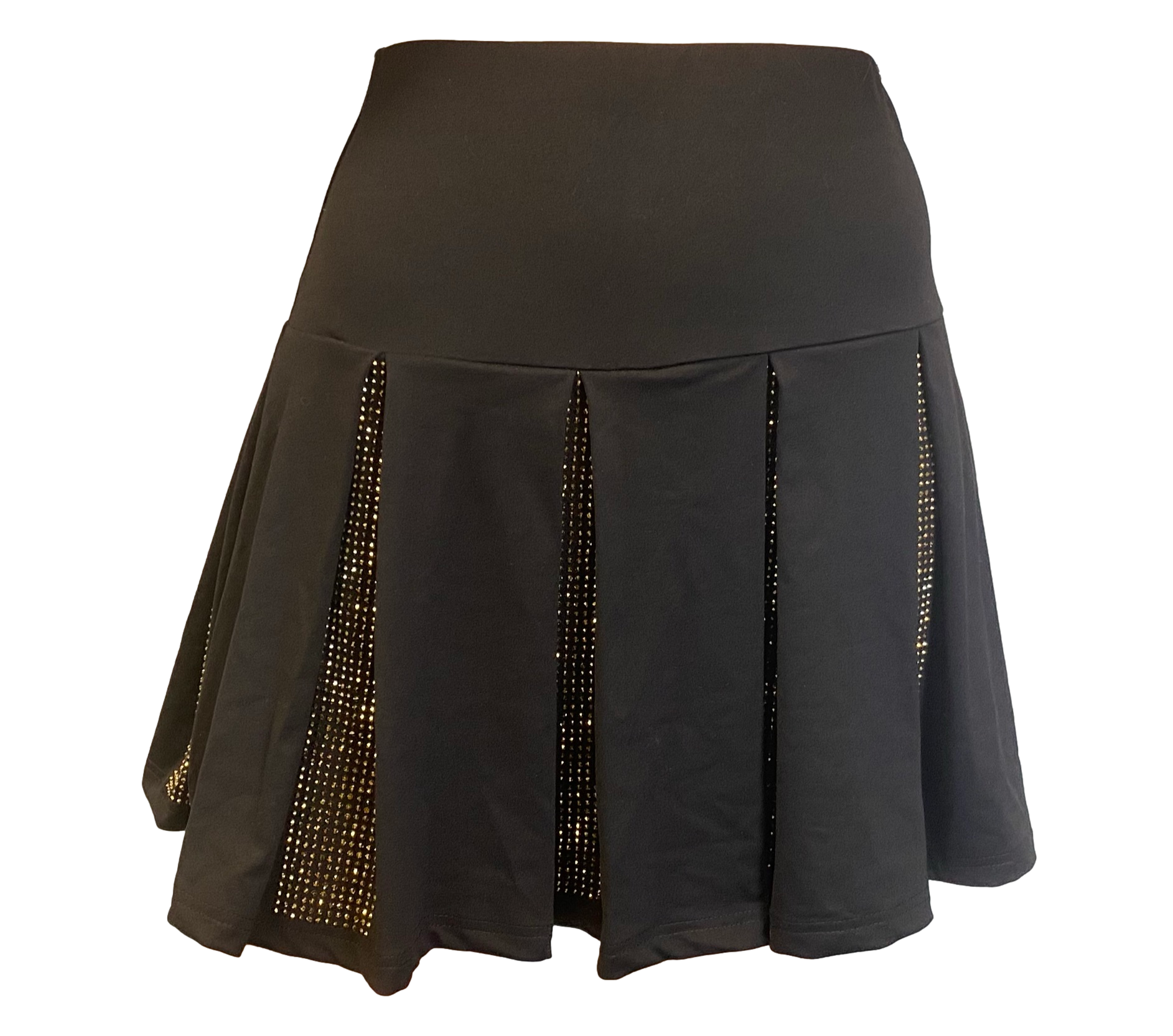 Black With Gold Rhinestone Pleated Skort